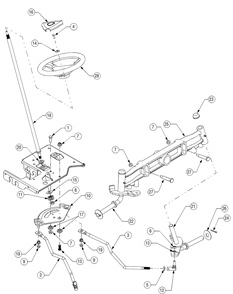 Steering Diagram and Parts List for LT1040 13AX10CG709-13AX10CG710-13BX10CG710 Cub Cadet Lawn Tractor